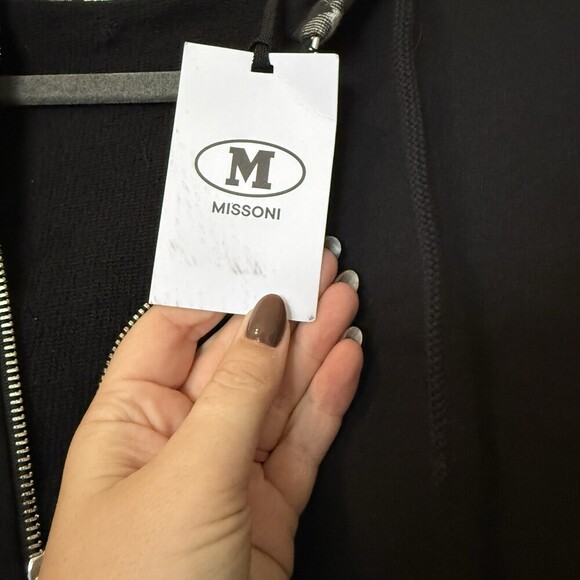 M Missoni NWT Mens Zig Zag Print Zip Up Hoodie Black & White Size X-Large $690 - Picture 5 of 8